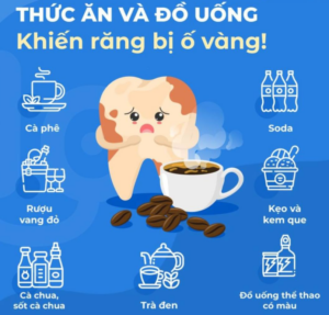 Thức ăn và đồ uống khiến răng ố vàng
